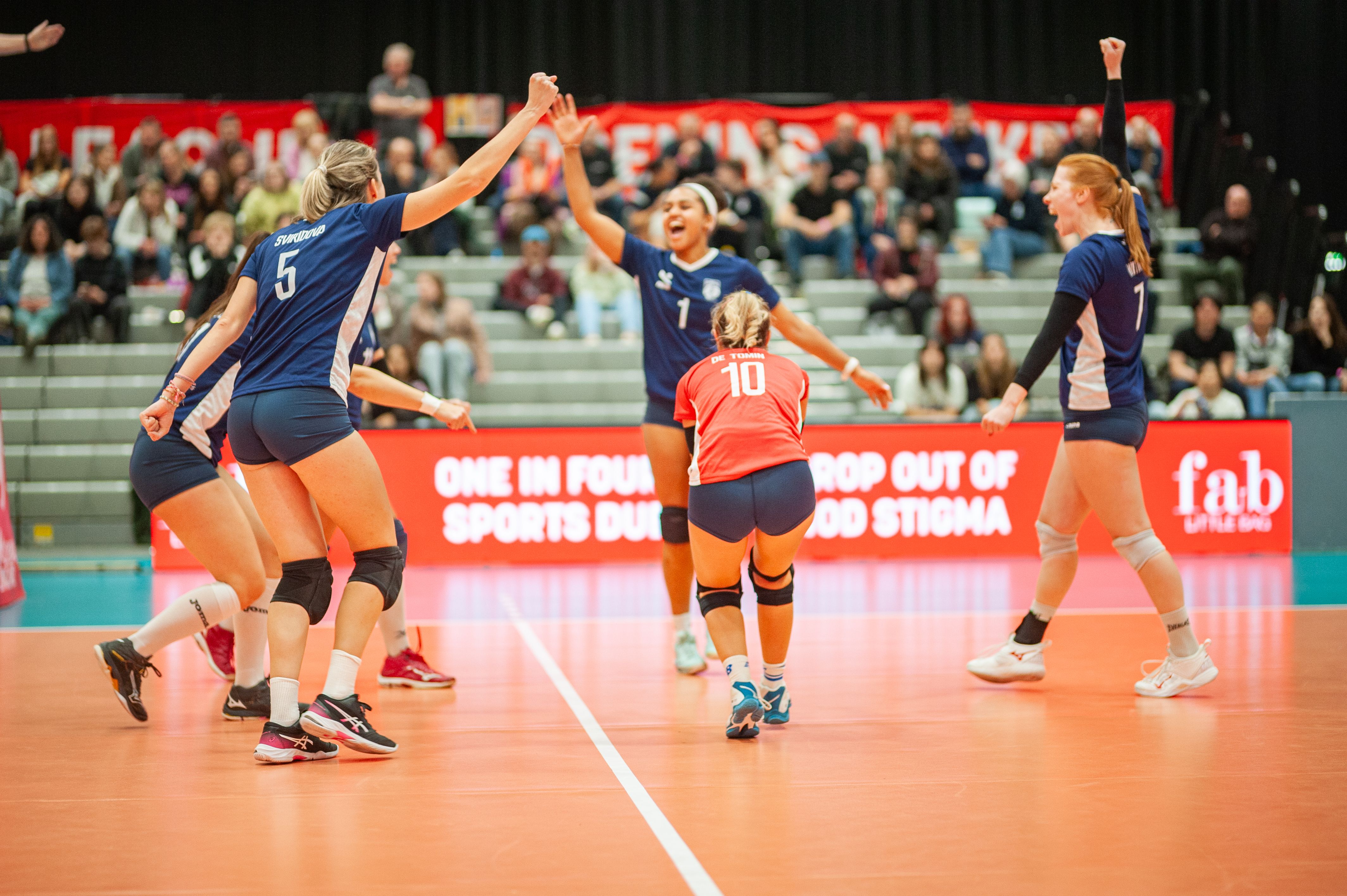 Lionhearts women celebrating a point at the NVL Super League